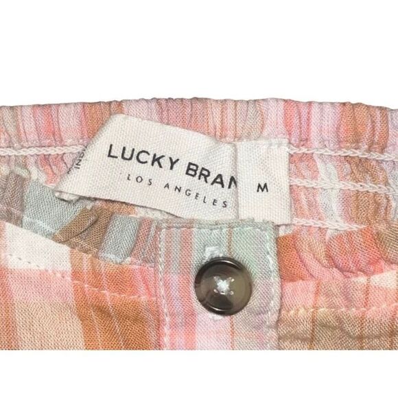 Lucky‎ Brand Plaid Peplum Cami Top Sleeveless Blouse Ruffle Trim - Picture 5 of 8